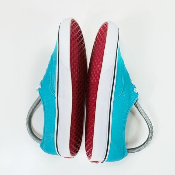 Vans Authentic Canvas Low Top Sneakers Shoes Bright Teal Turquoise Blue 7.5 - Picture 5 of 10